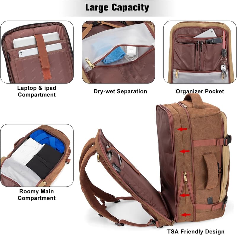 Travel Backpack for Men & Women - 40L Anti-Theft with USB Port