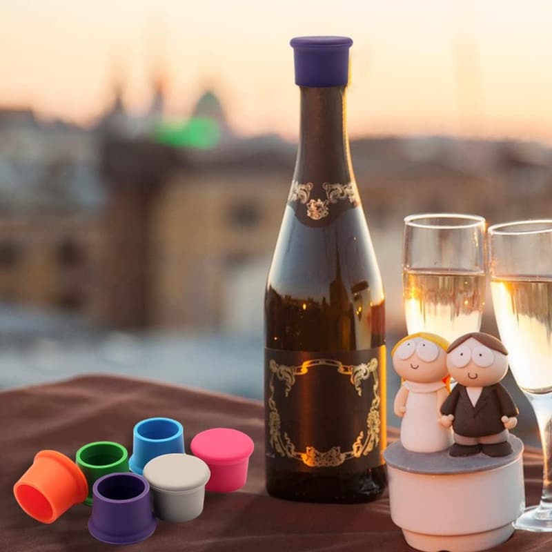 Reusable Silicone Wine Corks - 6 Pack Beverage Stoppers