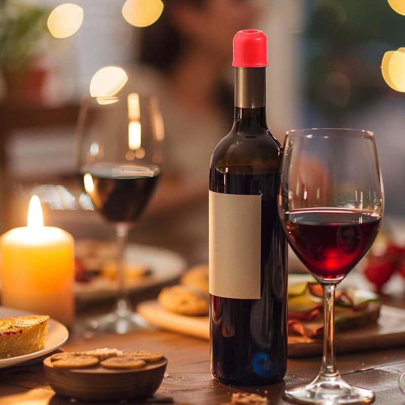 Reusable Silicone Wine Stoppers - 4 Pack Bottle Sealer Sets