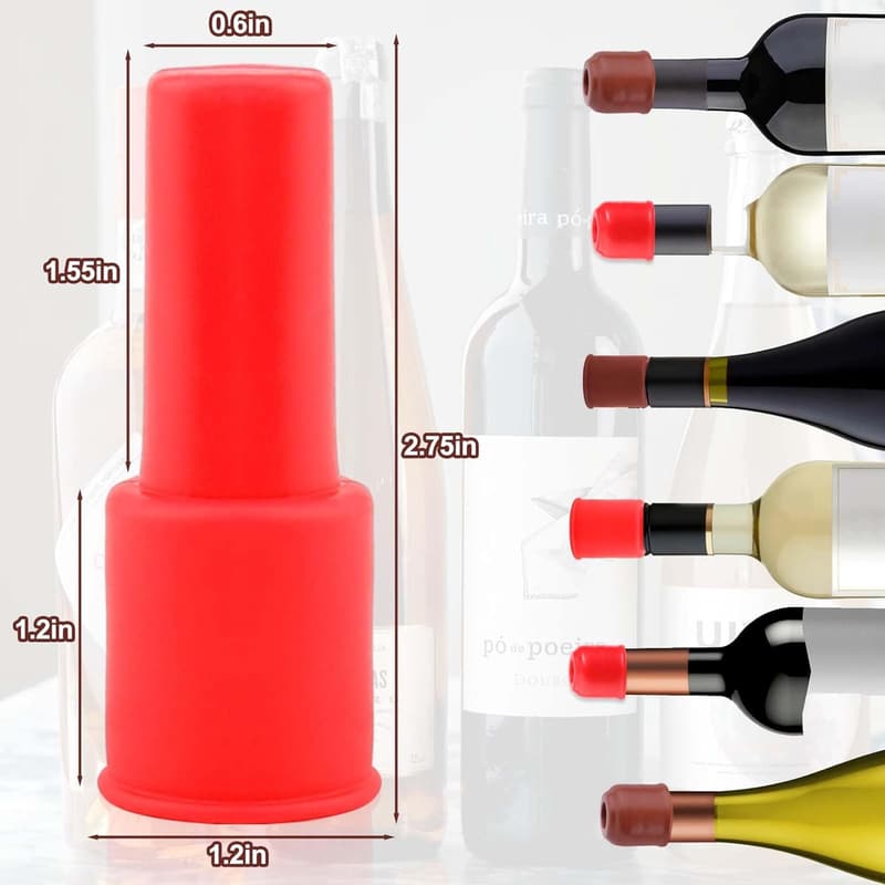 Reusable Silicone Wine Stoppers - 4 Pack Bottle Sealer Sets