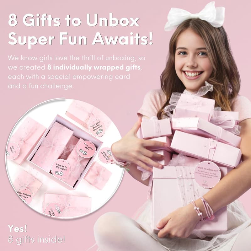 Tween & Teen Girls Birthday Gift Basket with 8 Trendy Items