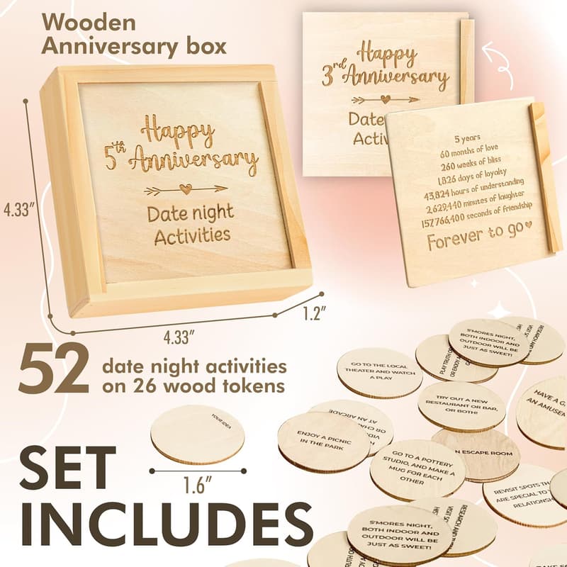 5th Anniversary Wooden Gifts for Couples