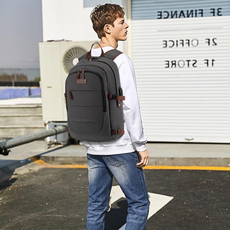 Anti-Theft Canvas Laptop Backpack with USB Charging Port