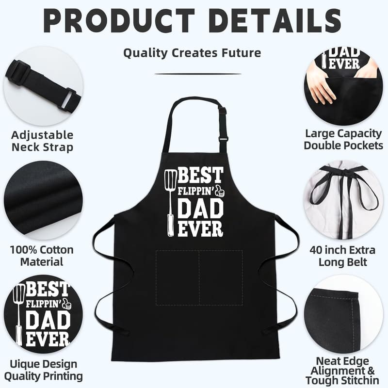 Funny BBQ Apron for Men – Great Gift for Birthdays or Father's Day