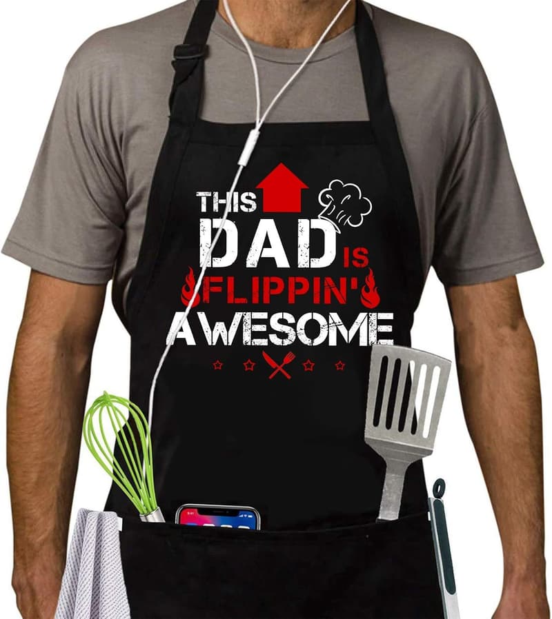 Funny BBQ Apron for Men - Adjustable, Waterproof Gift for Dad