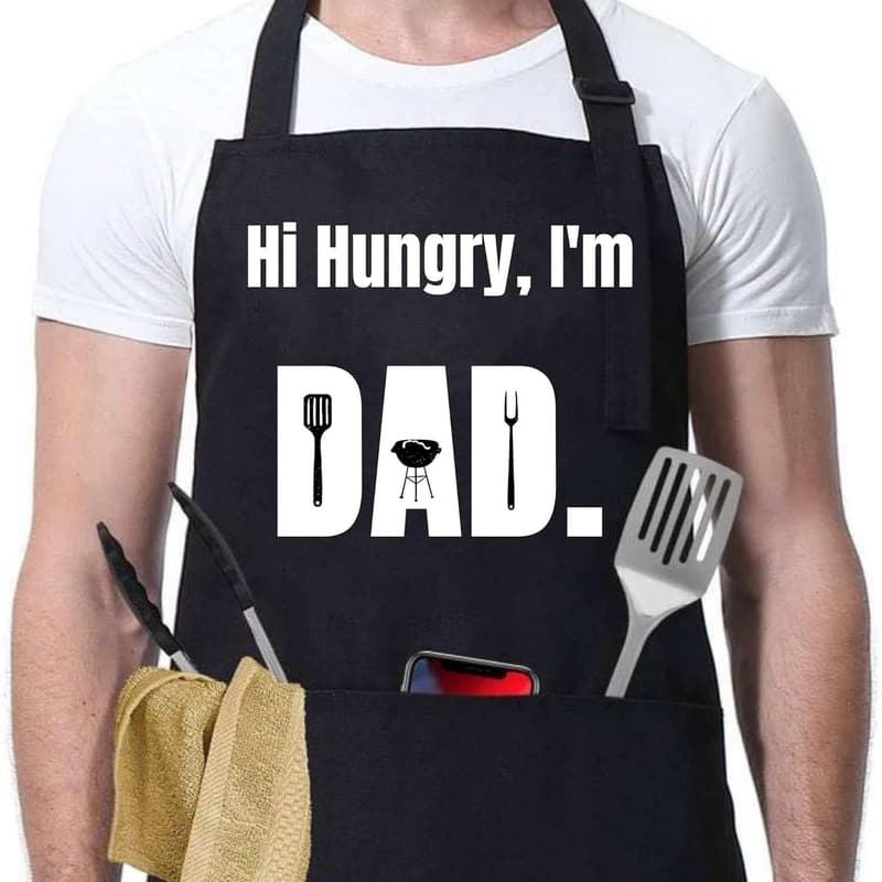 Dad's Funny BBQ Apron with Pockets - Perfect Birthday Gift
