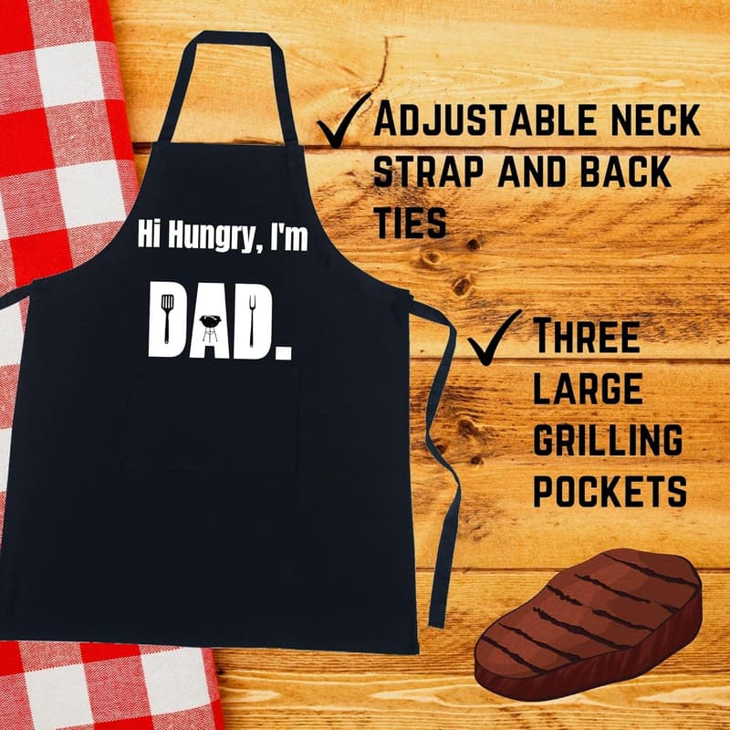 Dad's Funny BBQ Apron with Pockets - Perfect Birthday Gift