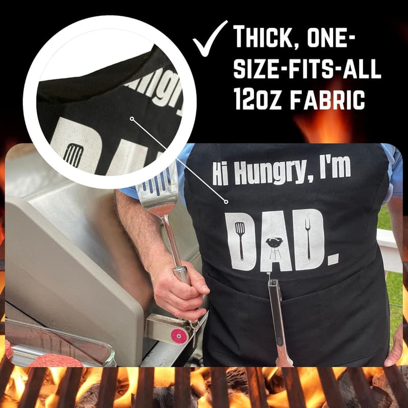 Dad's Funny BBQ Apron with Pockets - Perfect Birthday Gift