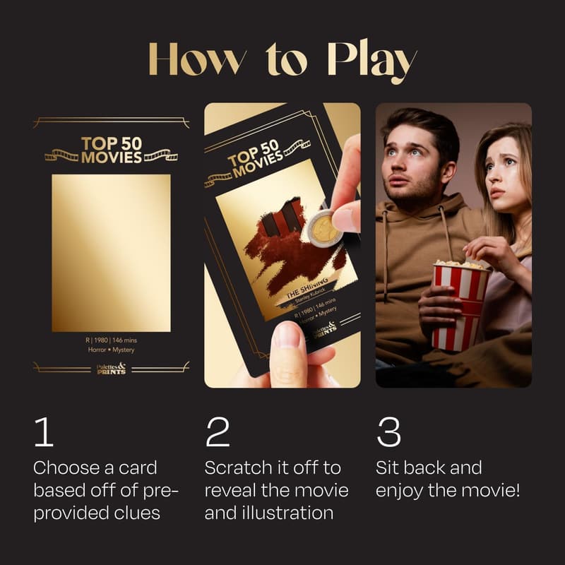 Movie Night Scratch-Off Cards for Couples - Fun Gift for Movie Lovers