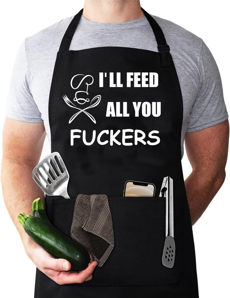 Funny Apron for Men - Perfect Husband Birthday Gift