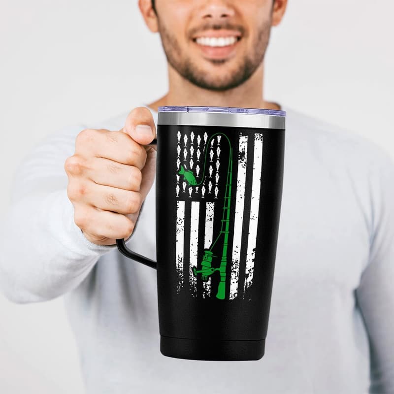 American Flag 20oz Fishing Tumbler for Men