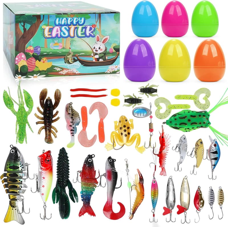 Easter Basket Stuffers: 32 Fishing Lures & 24 Filled Eggs
