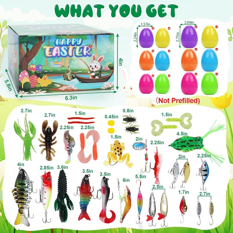 Easter Basket Stuffers: 32 Fishing Lures & 24 Filled Eggs