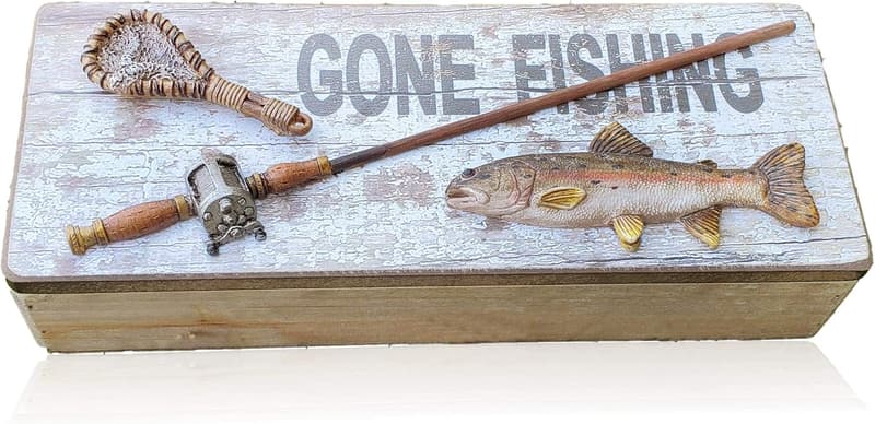Fishing-Themed Keepsake Box for Dad - Rustic Wood Tumbler