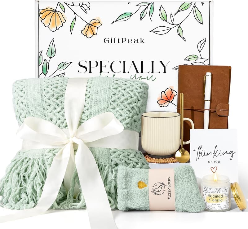 Get Well Soon Care Package for Women with Blanket (Sage Green)