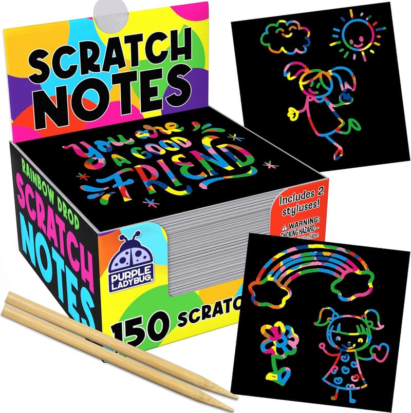 Rainbow Scratch Art Mini Notes - Fun Craft Supplies for Kids