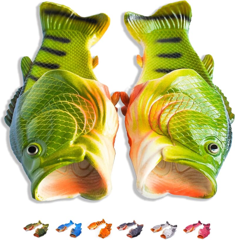Funny Fish Flip Flops | Unisex Bass Slides for Pool & Beach