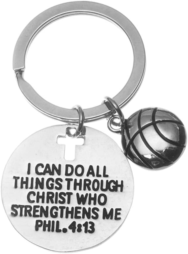 Christian Faith Basketball Charm Keychain - 