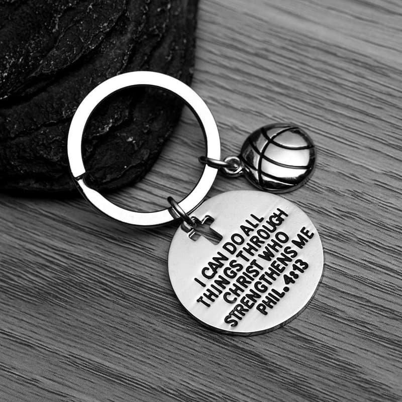 Christian Faith Basketball Charm Keychain - 