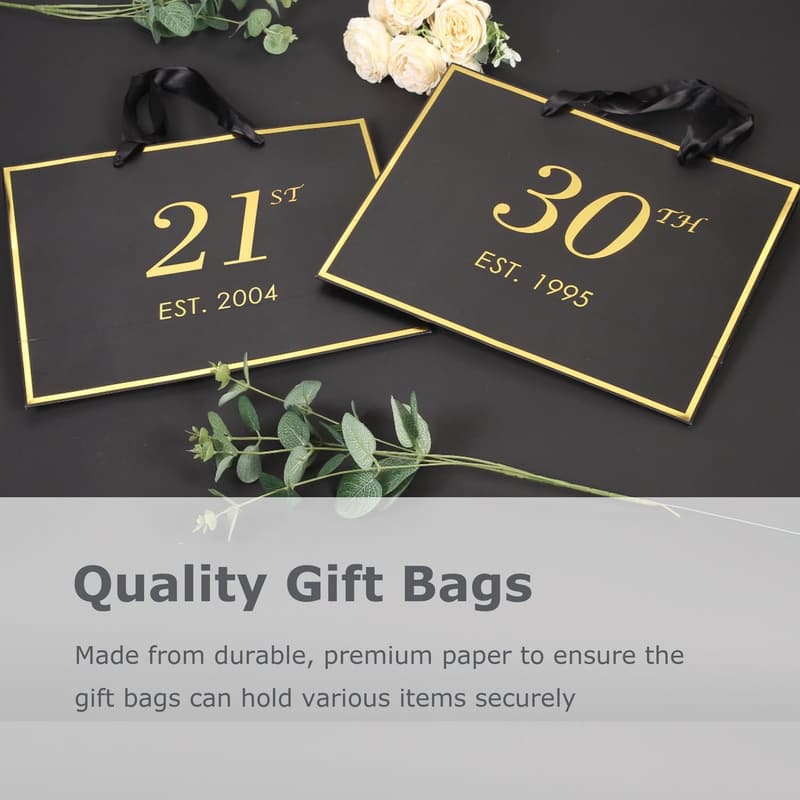 21st Birthday Gift Bag with Card & Tissue Paper - Black Gold