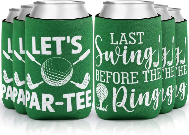 Golf Beer Can Cooler Set - Neoprene Insulator for Bachelor Party (6PCS)