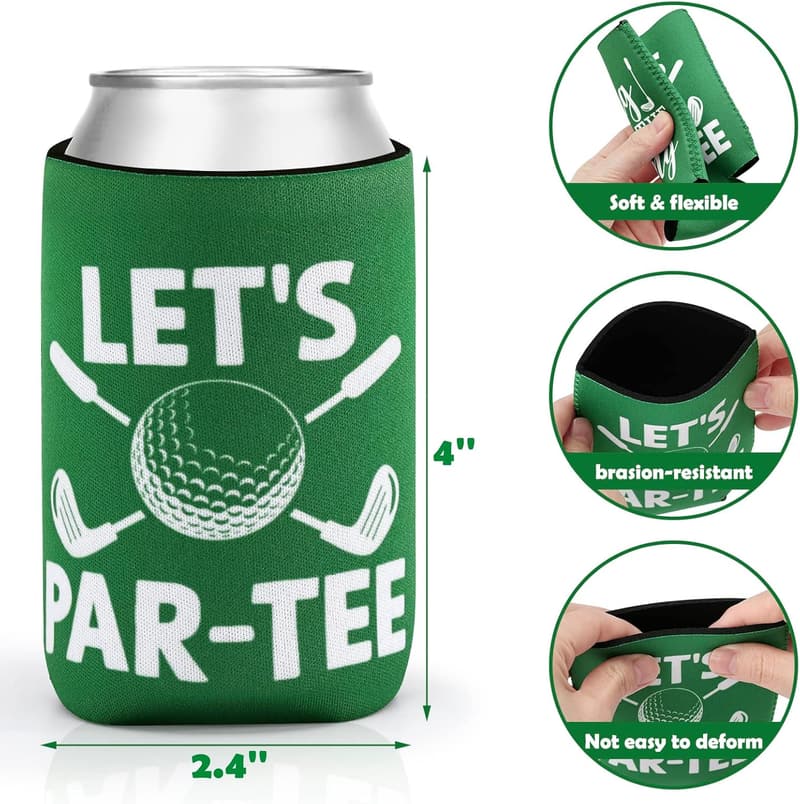 Golf Beer Can Cooler Set - Neoprene Insulator for Bachelor Party (6PCS)