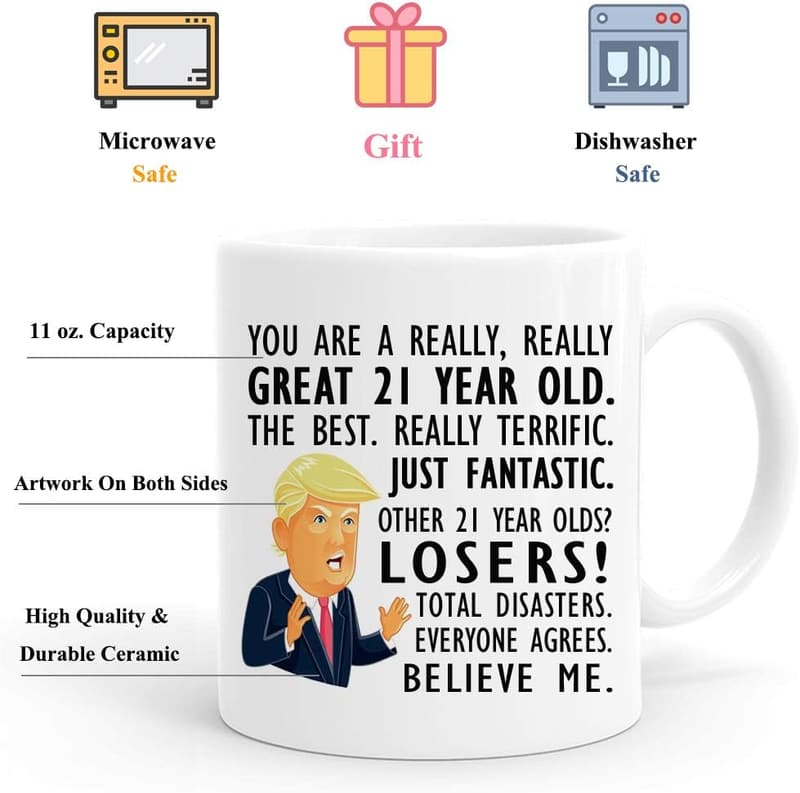21st Birthday Trump Mug - Funny Gag Gift for Men, 11 oz