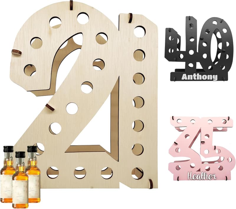 21st Birthday Mini Liquor Bottle Display Shelf - 3 Colors
