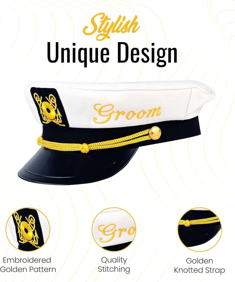 Nautical Bachelor Party Captain's Hat for Groom-to-Be