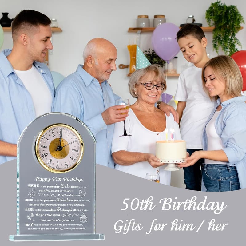 50th Birthday Personalized Crystal Clock Gift for Couples