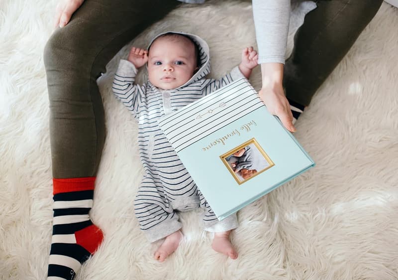 First 5 Years Baby Memory Book with Photo Insert - Blue