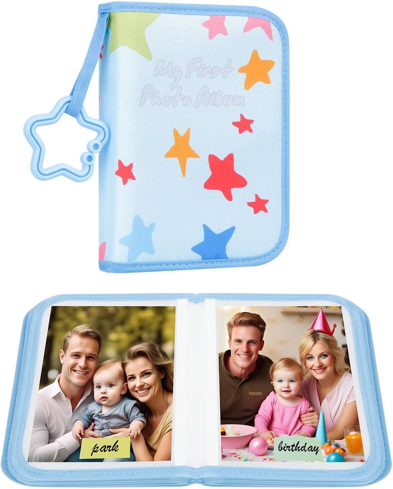 My First Baby Photo Album - Soft Cloth Holds 21 Photos (Blue)