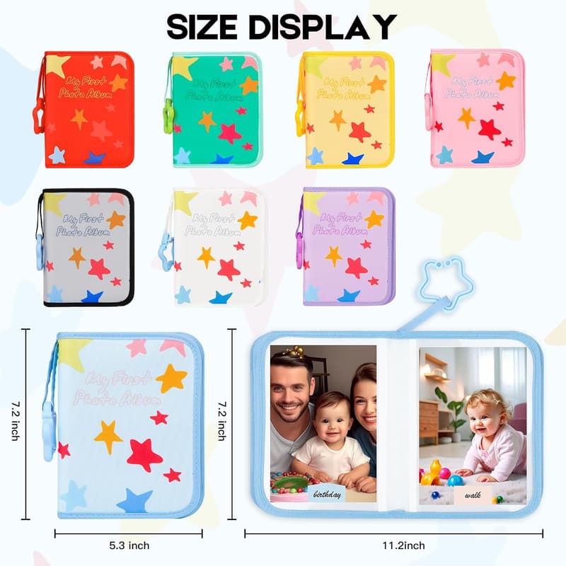 My First Baby Photo Album - Soft Cloth Holds 21 Photos (Blue)