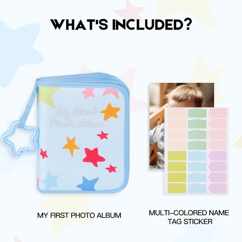 My First Baby Photo Album - Soft Cloth Holds 21 Photos (Blue)