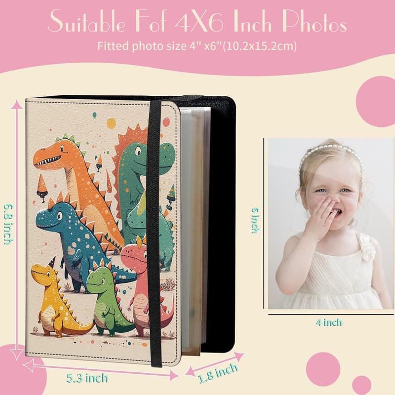Portable PU Leather Photo Album for 60 4x6 Family Photos