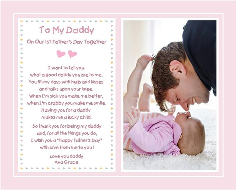 1st Father's Day Custom Print with Baby Photo and Name
