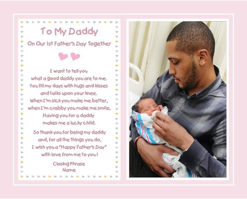 1st Father's Day Custom Print with Baby Photo and Name