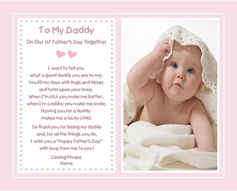 1st Father's Day Custom Print with Baby Photo and Name