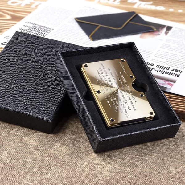 Anniversary Personalized Aluminum Wallet with Money Clip for Men