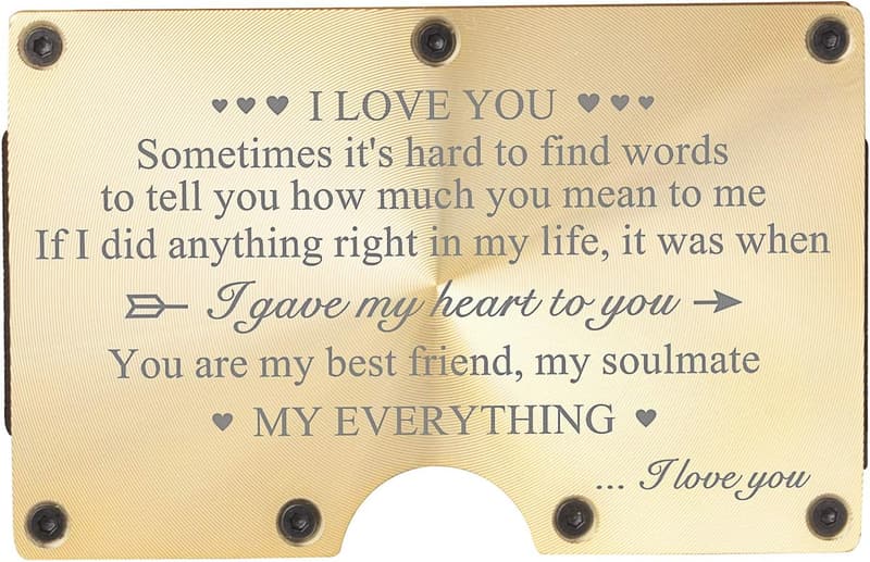 Anniversary Personalized Aluminum Wallet with Money Clip for Men