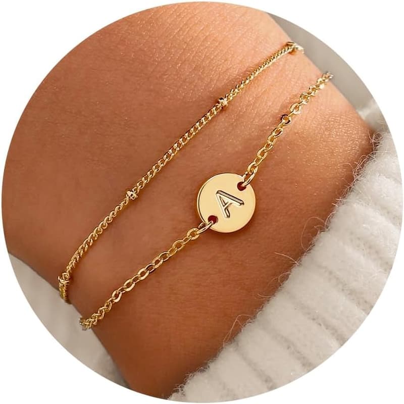 Personalized 18K Gold Initial Bracelet for Women