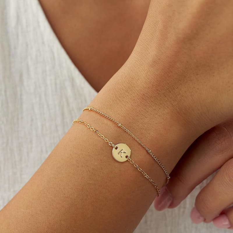 Personalized 18K Gold Initial Bracelet for Women