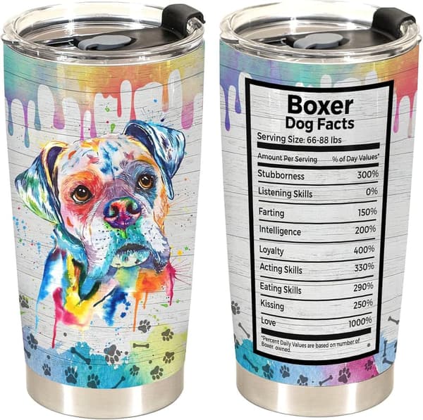 20oz Stainless Steel Tumbler for Boxer Dog Owners