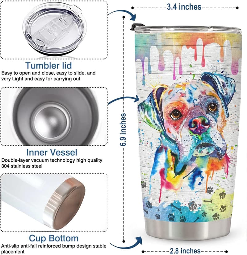 20oz Stainless Steel Tumbler for Boxer Dog Owners