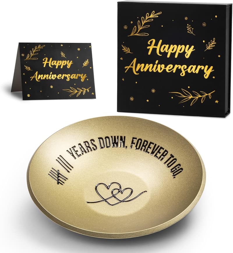 8th Anniversary Bronze Ring Holder Jewelry Tray for Couples