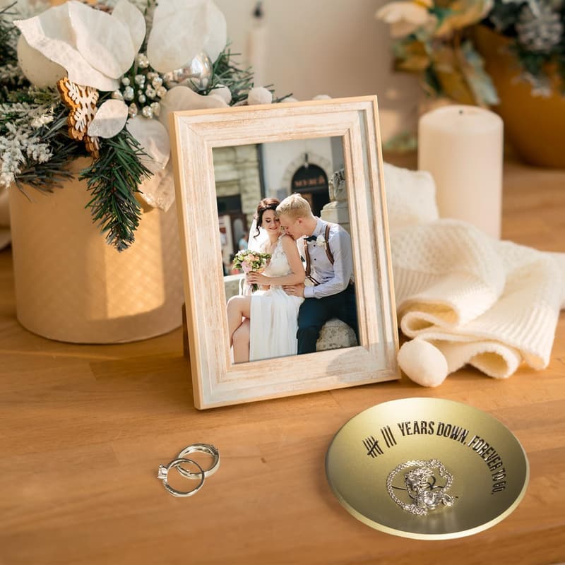 8th Anniversary Bronze Ring Holder Jewelry Tray for Couples