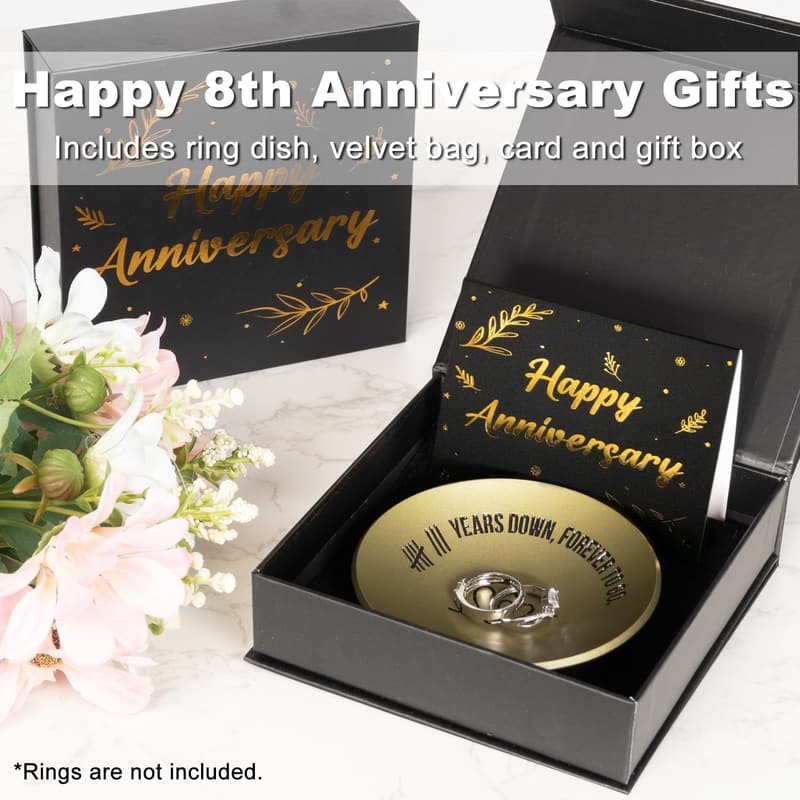 8th Anniversary Bronze Ring Holder Jewelry Tray for Couples
