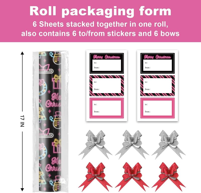 Reversible Santa & Tree Wrapping Paper Set - 28.5 sq.ft.