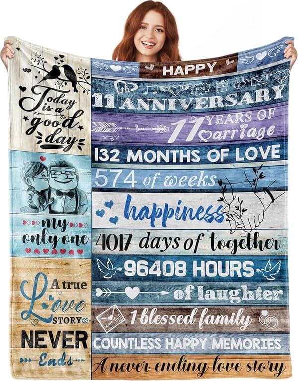 11th Anniversary Steel Blanket Gift for Couples