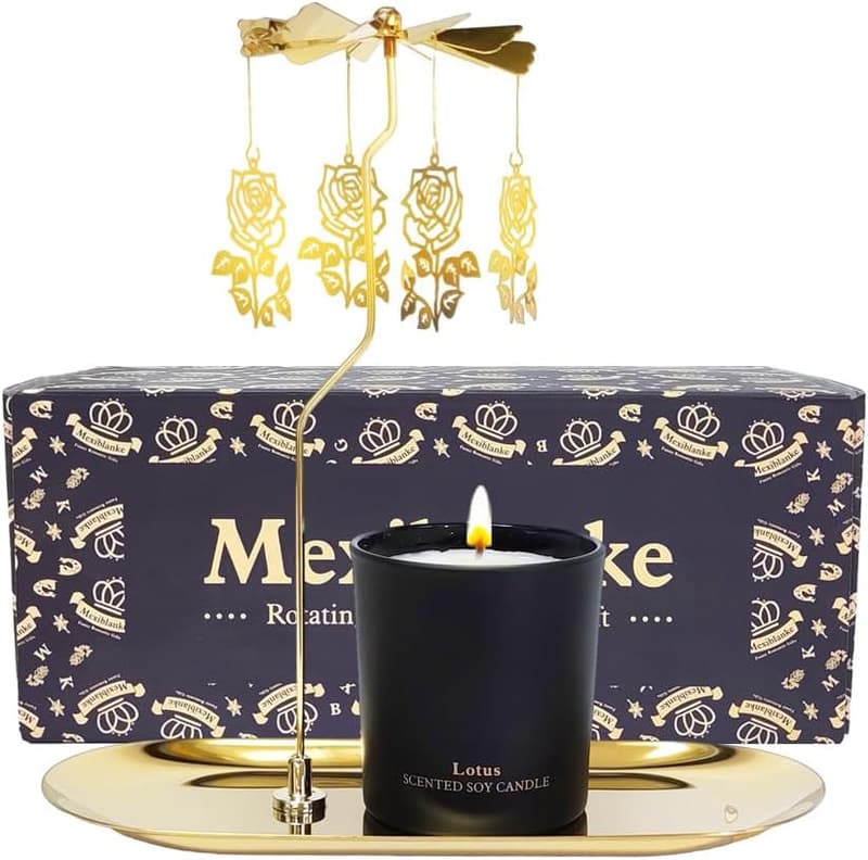 Unique Rose Candle Gift Set for Women - Rotating Scented, 6oz